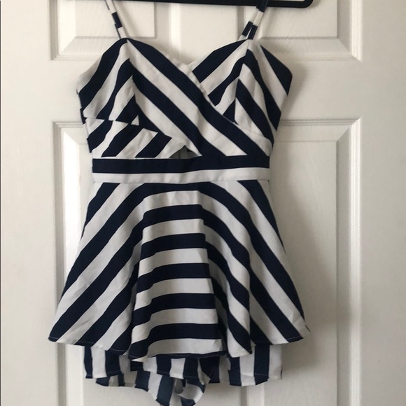 Navy Blue and White Romper - Picture 1 of 1